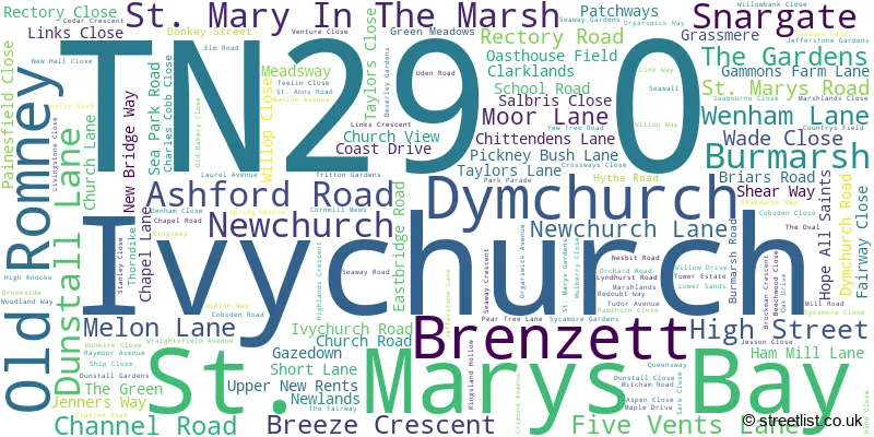 A word cloud for the TN29 0 postcode